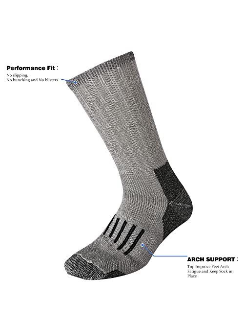 Enerwear 4P Pack Men's Merino Wool Cushion Trail Crew Socks