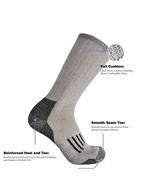 Enerwear 4P Pack Men's Merino Wool Cushion Trail Crew Socks