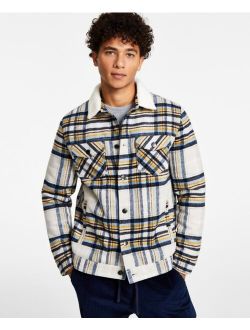 Men's Darrel Plaid Fleece Collar Trucker Jacket, Created for Macy's