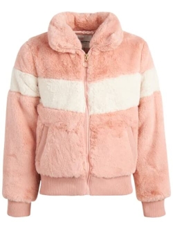 Urban Republic Girls' Coat - Faux Fur Plush Teddy Bomber Jacket