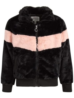 Urban Republic Girls' Coat - Faux Fur Plush Teddy Bomber Jacket