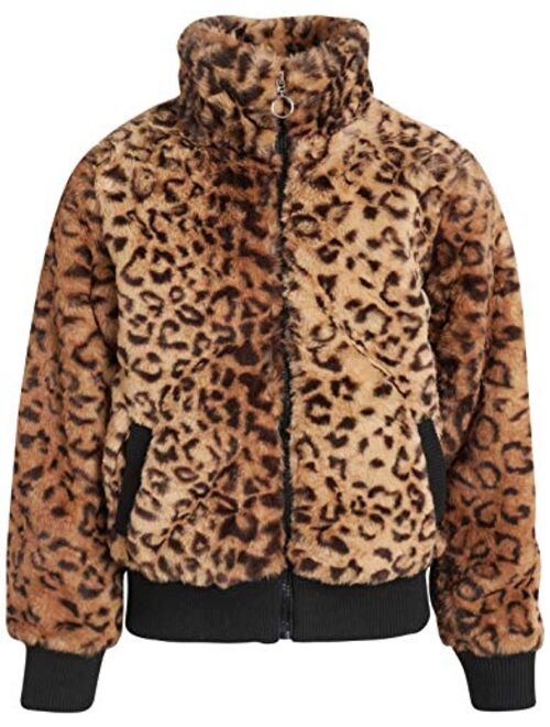 Urban Republic Girls' Coat - Faux Fur Plush Teddy Bomber Jacket