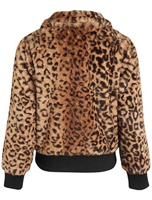 Urban Republic Girls' Coat - Faux Fur Plush Teddy Bomber Jacket