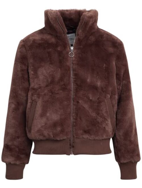 Urban Republic Girls' Coat - Faux Fur Plush Teddy Bomber Jacket