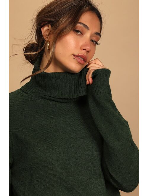 Lulus Amazing Memories Emerald Green Cowl Neck Sweater