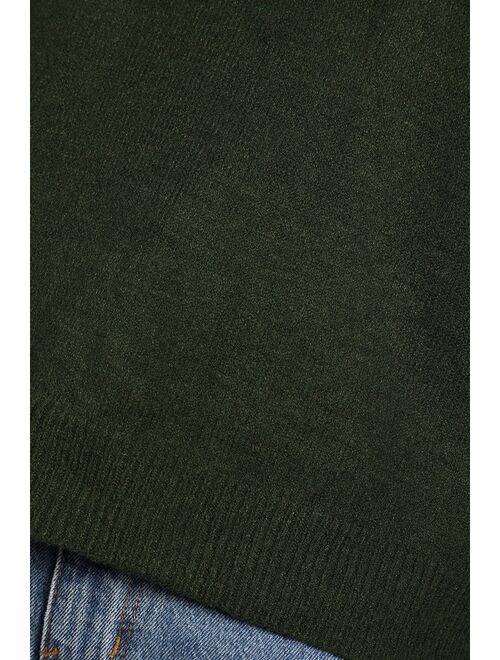 Lulus Amazing Memories Emerald Green Cowl Neck Sweater