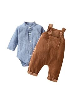 Unutiylo Baby Boys Clothes for Gentleman Outfits,Toddler Overalls Baby Suspender Pants and Bodysuit Romper