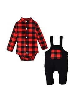 Unutiylo Baby Boys Clothes for Gentleman Outfits,Toddler Overalls Baby Suspender Pants and Bodysuit Romper