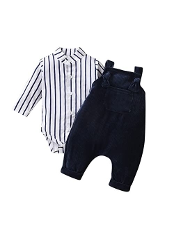 Unutiylo Baby Boys Clothes for Gentleman Outfits,Toddler Overalls Baby Suspender Pants and Bodysuit Romper