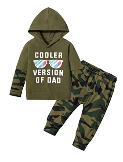 Agapeng Toddler Baby Boy Clothes Long Sleeve Hoodie Sweatsuit Letter Print Sweatshirt Ripped Pants Fall Winter Outfits Set