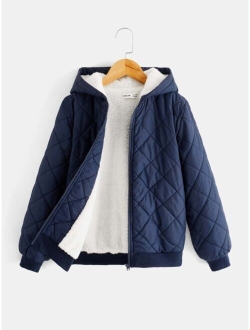 Boys Teddy Lined Hooded Argyle Quilted Coat