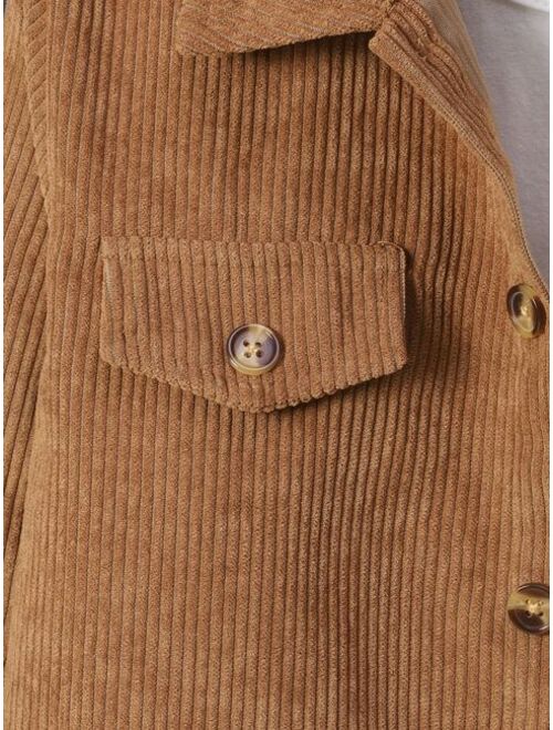 Shein Boys Two Tone Corduroy Coat Without Tee