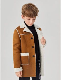 Boys Dual Pocket Teddy Lined Coat