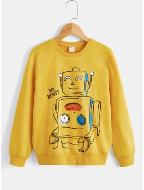 SHEIN Boys Cartoon Letter Graphic Pullover