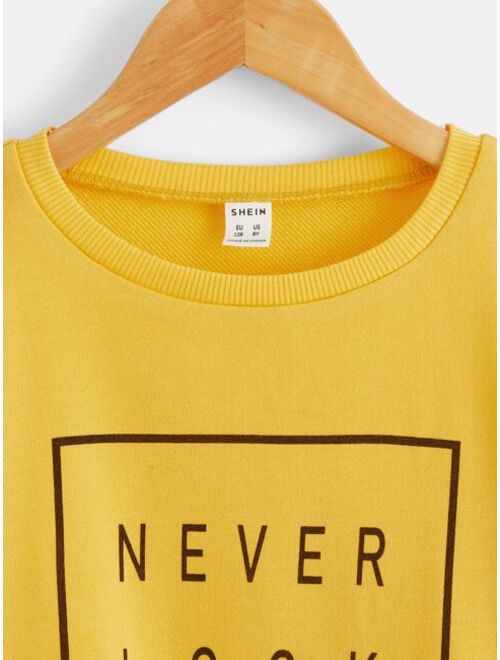 SHEIN Boys Slogan Graphic Pullover