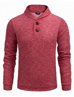 Men's Fashion Shawl Collar Pullover Casual Long Sleeve Knitted Sweater