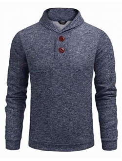 Men's Fashion Shawl Collar Pullover Casual Long Sleeve Knitted Sweater