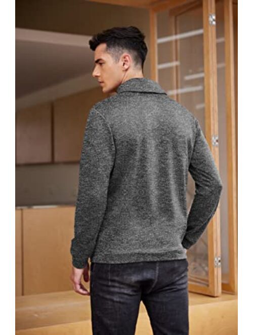 COOFANDY Men's Fashion Shawl Collar Pullover Casual Long Sleeve Knitted Sweater