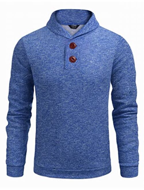 COOFANDY Men's Fashion Shawl Collar Pullover Casual Long Sleeve Knitted Sweater