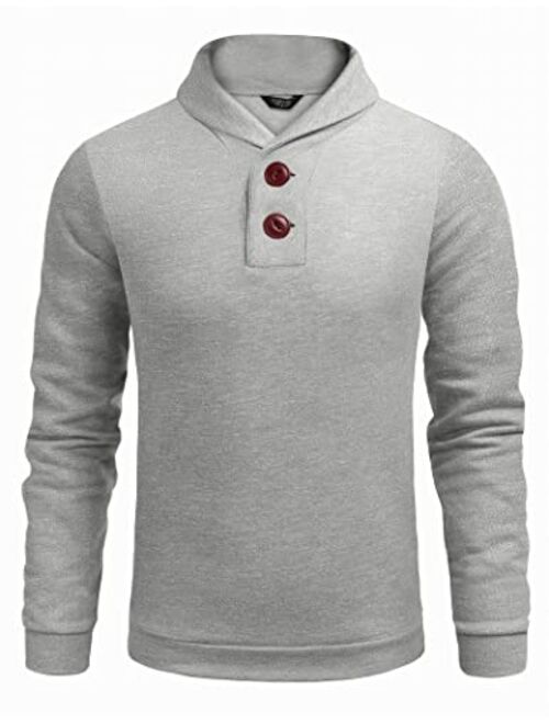 COOFANDY Men's Fashion Shawl Collar Pullover Casual Long Sleeve Knitted Sweater