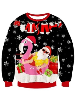 RAISEVERN Ugly Christmas Sweater Men Xmas Holiday Party Women Knitted Pullover Top