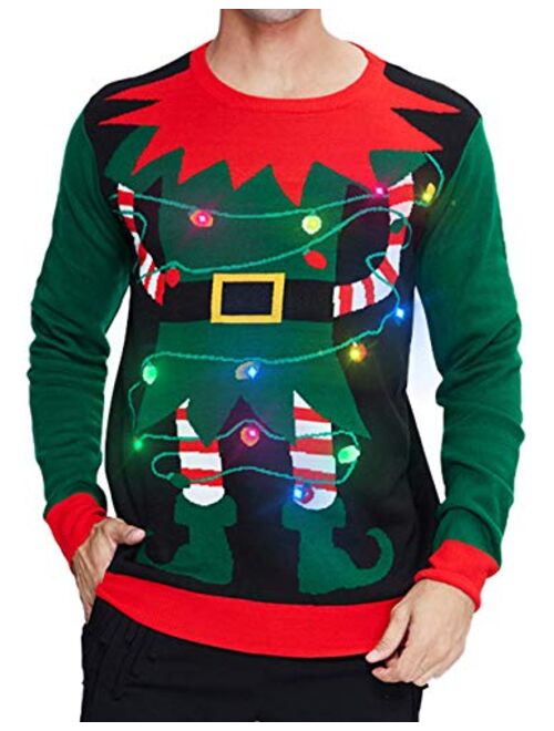 RAISEVERN Ugly Christmas Sweater Men Xmas Holiday Party Women Knitted Pullover Top