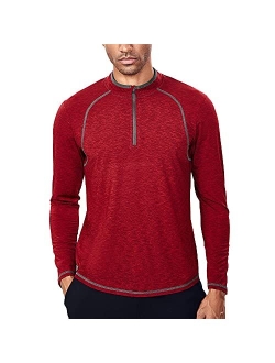 Zengjo Mens Quarter Zip Pullover Lightweight 1/4 Zip Running Top