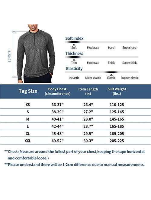 Zengjo Mens Quarter Zip Pullover Lightweight 1/4 Zip Running Top