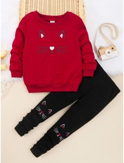 Toddler Girls Cartoon Graphic Pullover & Pants