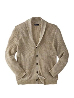 KingSize Men's Big & Tall Shaker Knit Shawl-Collar Cardigan Sweater