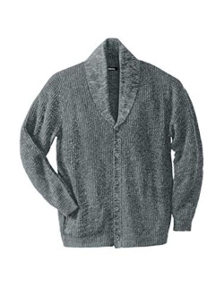 KingSize Men's Big & Tall Shaker Knit Shawl-Collar Cardigan Sweater