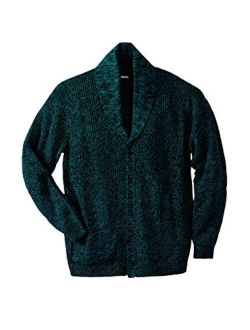 KingSize Men's Big & Tall Shaker Knit Shawl-Collar Cardigan Sweater