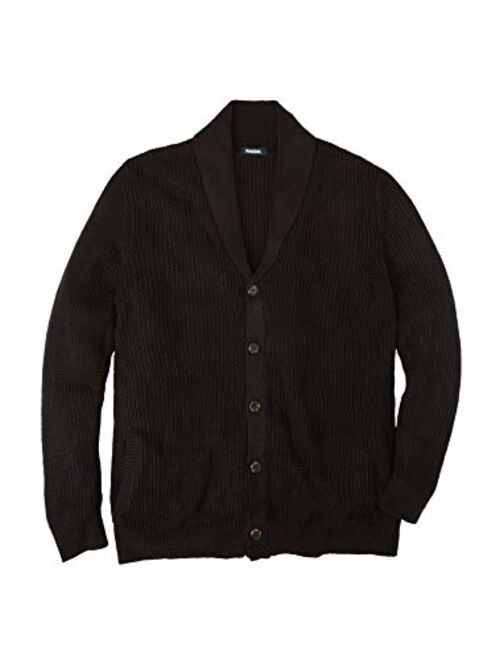 KingSize Men's Big & Tall Shaker Knit Shawl-Collar Cardigan Sweater