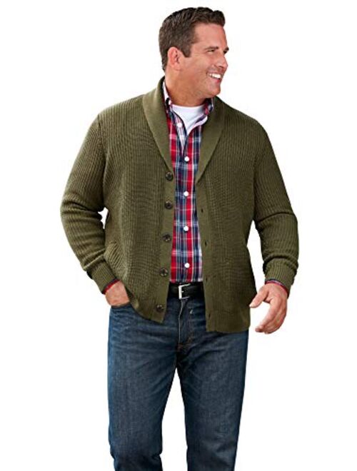 KingSize Men's Big & Tall Shaker Knit Shawl-Collar Cardigan Sweater