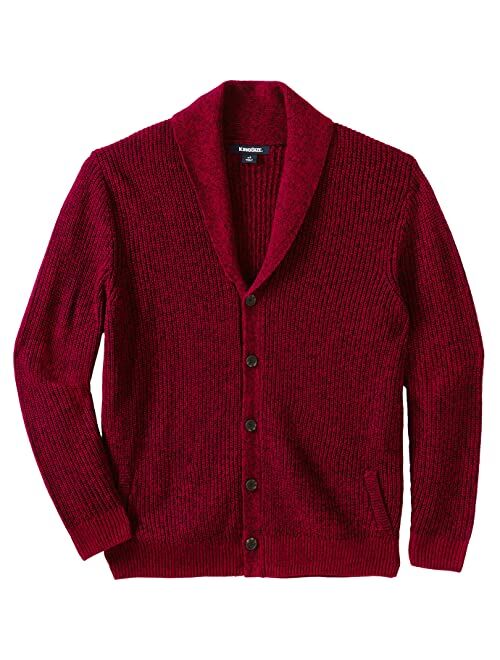 KingSize Men's Big & Tall Shaker Knit Shawl-Collar Cardigan Sweater