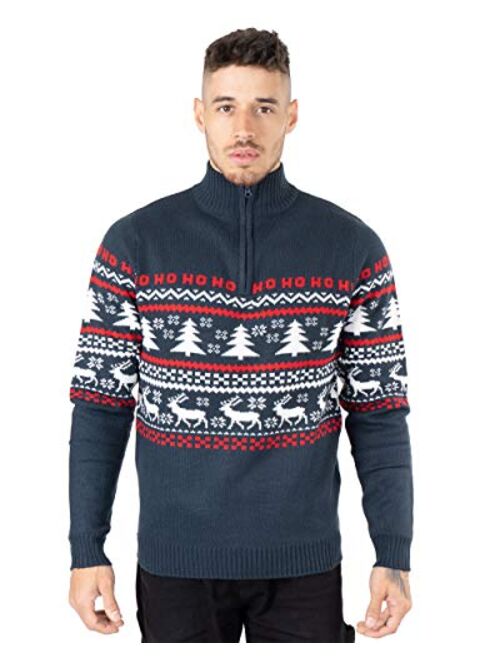 NOROZE Men's Christmas Jumper Novelty Fair Isle Sweater Chunky Knit Xmas Jumpers for Women Unisex Pullover