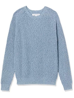 Men's Long-Sleeve 100% Cotton Rib Knit Shaker Crewneck Sweater