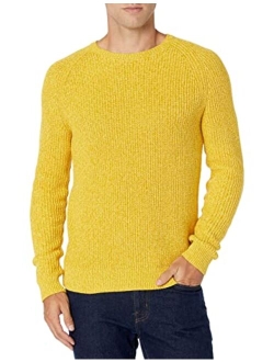 Men's Long-Sleeve 100% Cotton Rib Knit Shaker Crewneck Sweater