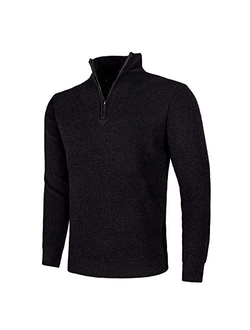 VOBOOM Men's Quarter Zip Sweater Casual Stand Collar Pullover Regular Fit