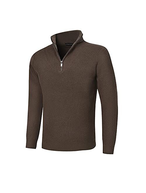 VOBOOM Men's Quarter Zip Sweater Casual Stand Collar Pullover Regular Fit