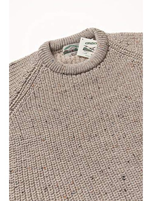 Aran Crafts Men's Fisherman Irish Rib Crew Neck Wool Sweater