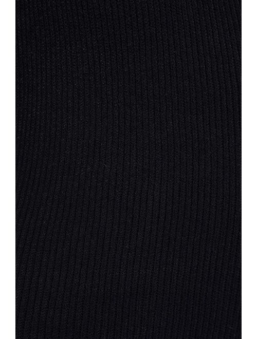 Lulus Sheerah Black Turtleneck Midi Sweater Dress