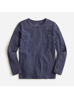 Kids' long-sleeve garment-dyed pocket T-shirt