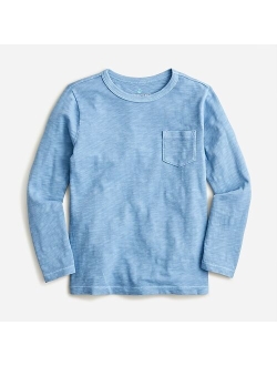 Kids' long-sleeve garment-dyed pocket T-shirt