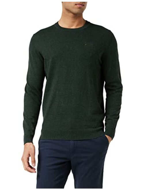 Superdry Mens Orange Label Crew Jumper, Classic Crew Neckline, Cashmere Blend