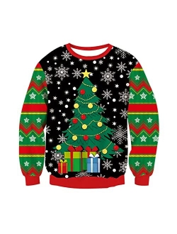 uideazone Unisex Ugly Christmas Sweaters Long Sleeve Round Neck Knitted Sweater Pullover for Xmas Party Celebrations