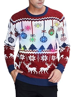 uideazone Unisex Ugly Christmas Sweaters Long Sleeve Round Neck Knitted Sweater Pullover for Xmas Party Celebrations