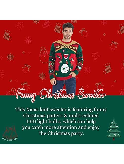 uideazone Unisex Ugly Christmas Sweaters Long Sleeve Round Neck Knitted Sweater Pullover for Xmas Party Celebrations