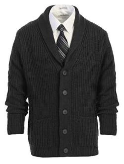 Mens Heavy Weight Shawl Collar Knitted Regular Fit Cardigan