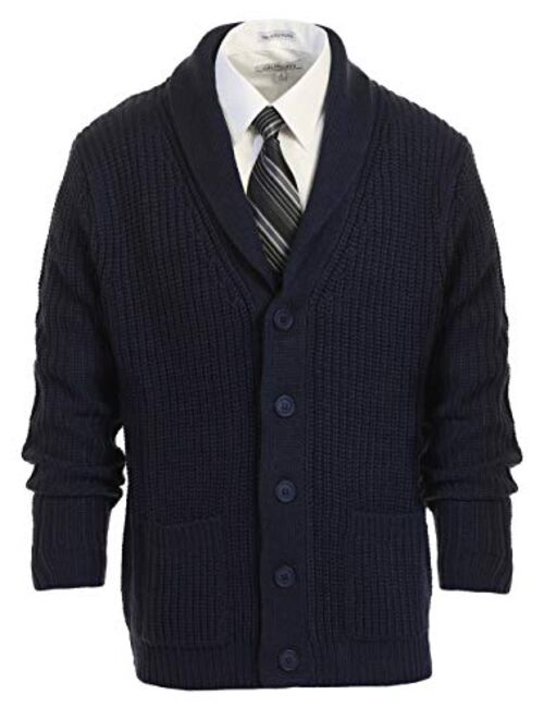 Gioberti Mens Heavy Weight Shawl Collar Knitted Regular Fit Cardigan